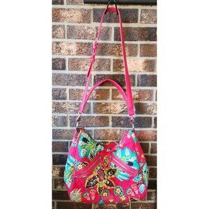 Vera Bradley Vivian Shoulder Bag Rumba Floral Pink Yellow Blue Quilted Cotton